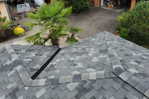 A completed Malarkey Windsor hip roof in Lake Tapps